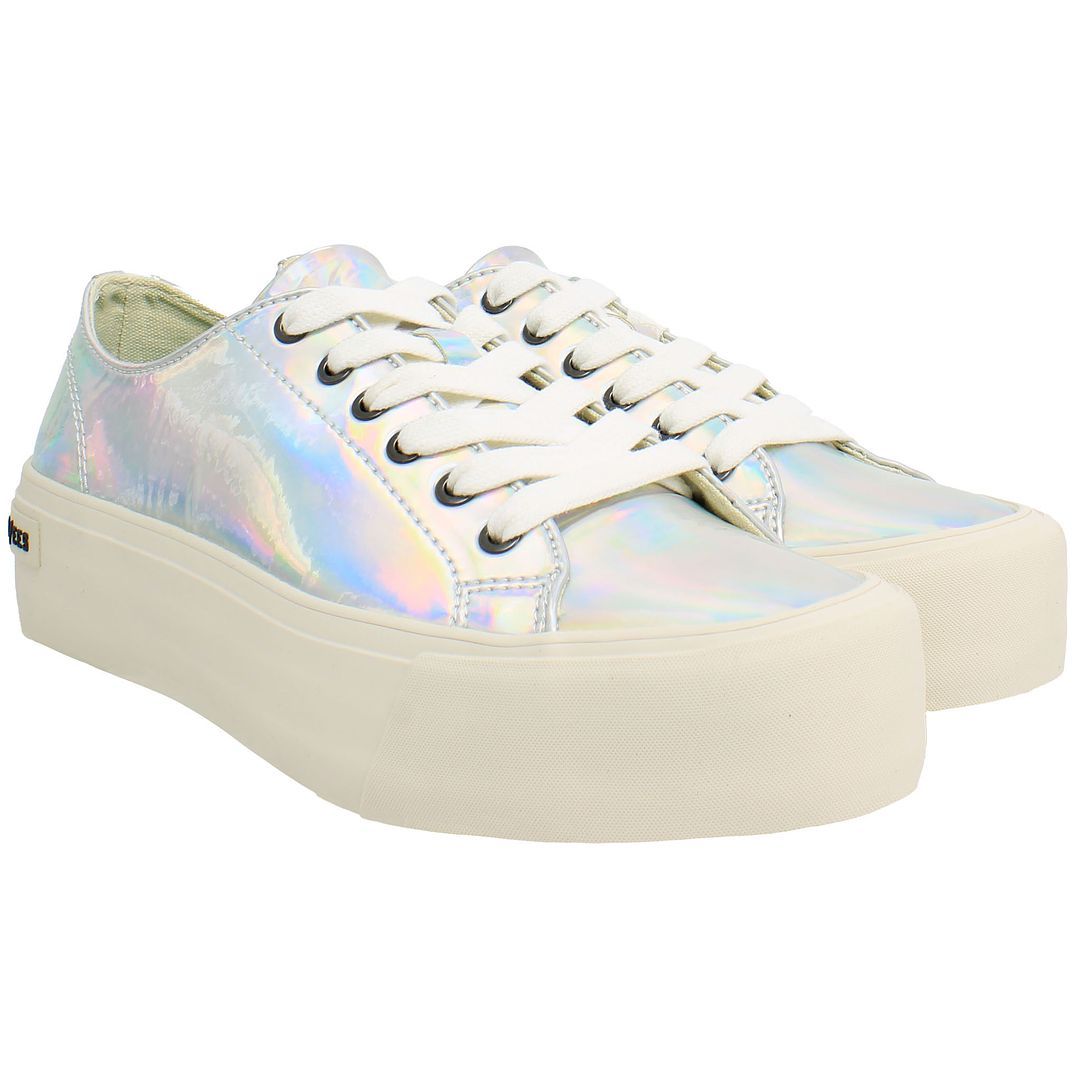 Holografische Plateau-Sneaker mit Glanzeffekt