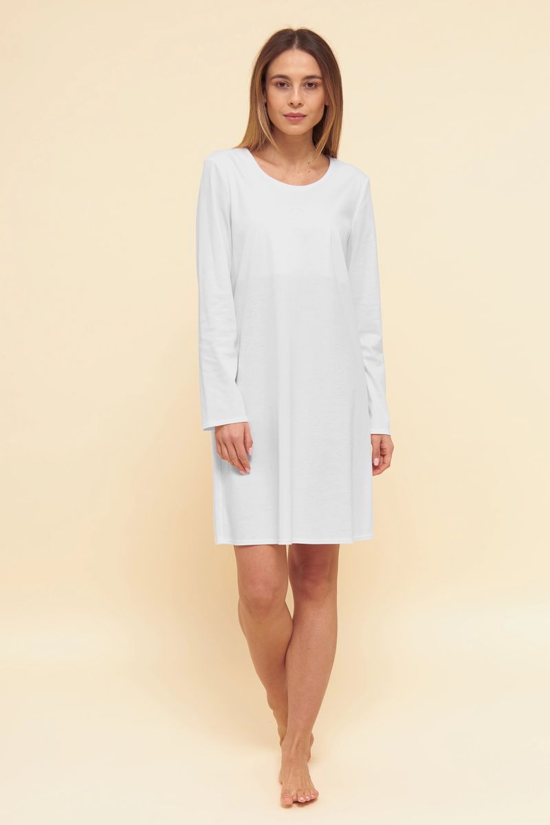 LOUIS FÉRAUD Modern Essential Nachthemd, Rundhals-Ausschnitt, knielang, für Damen, weiß, 38