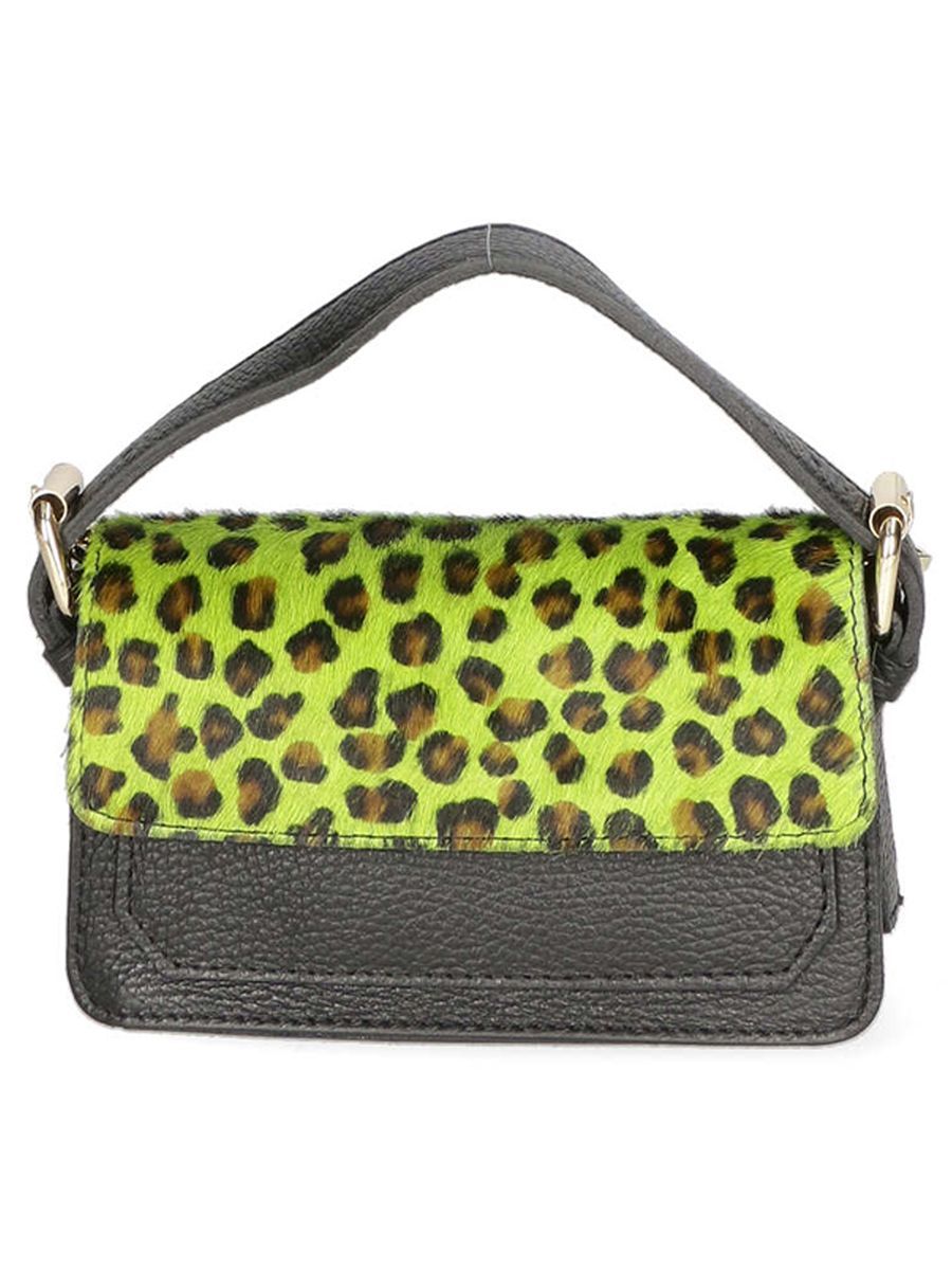 Cheetah Grüne Clutch aus echtem Leder