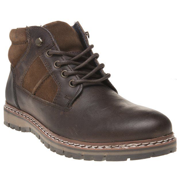 Braune Knöchelhohe Stiefel aus Leder und Wildleder