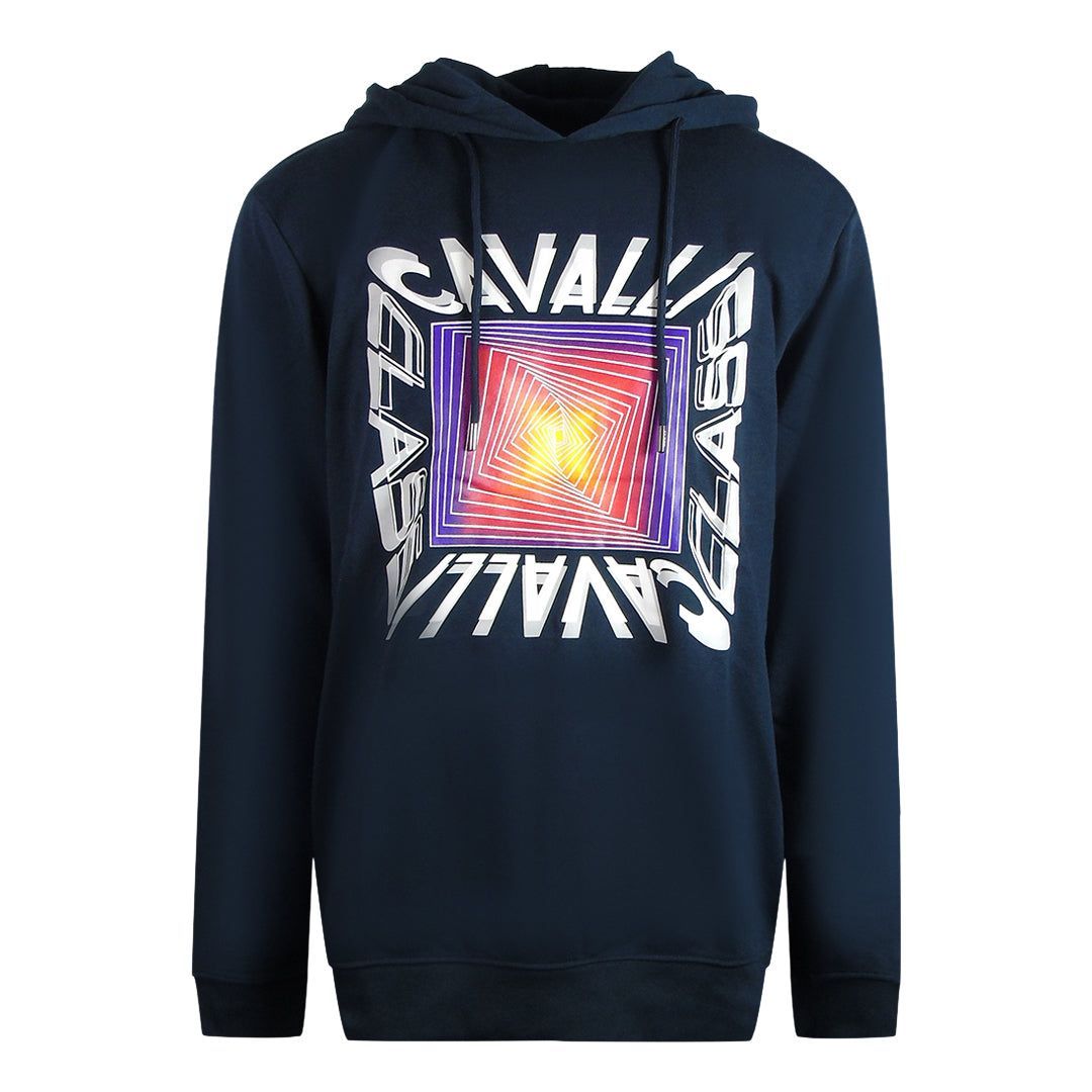 Asymmetrischer Box-Logo-Baumwollhoodie