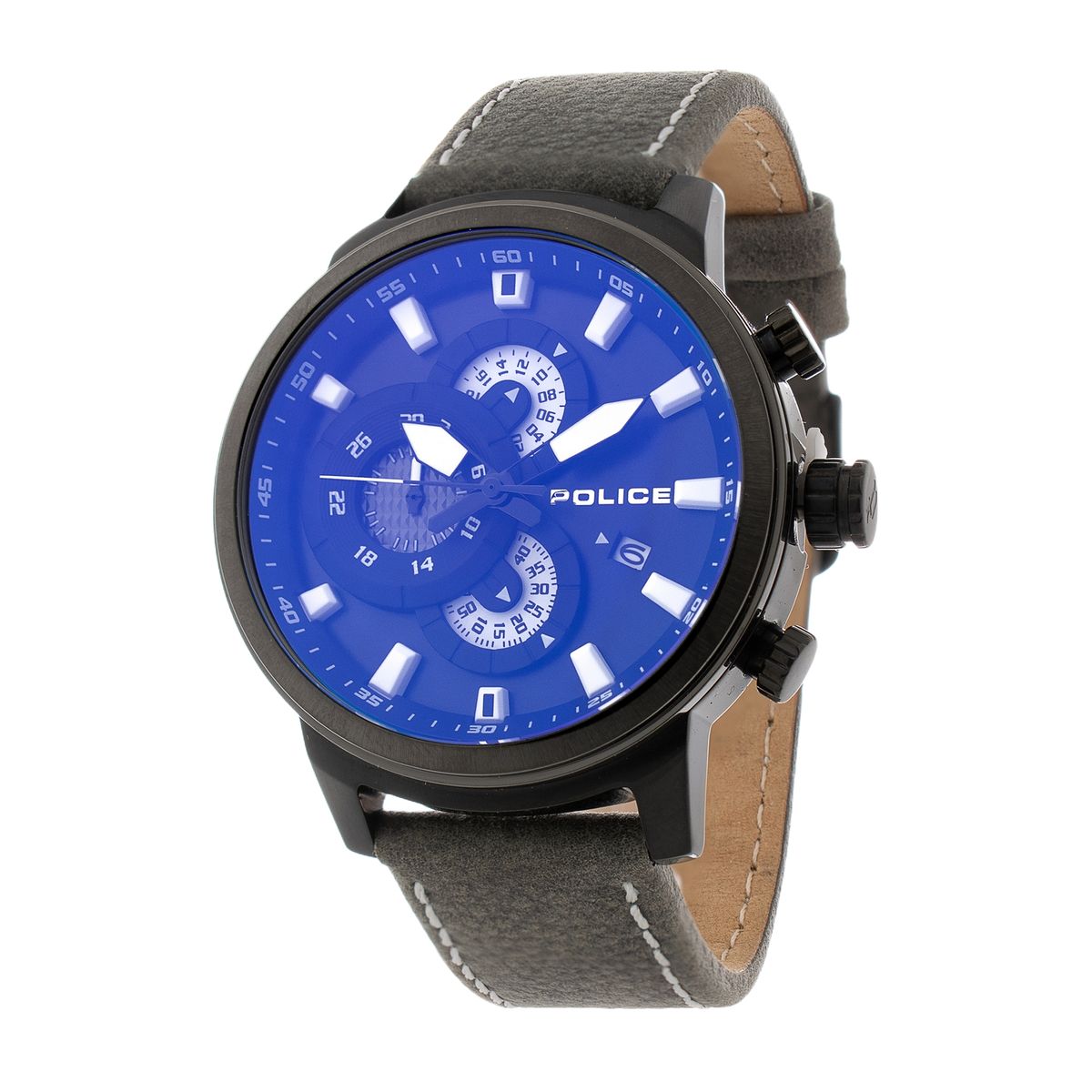 Herrenuhr mit grauem Lederarmband