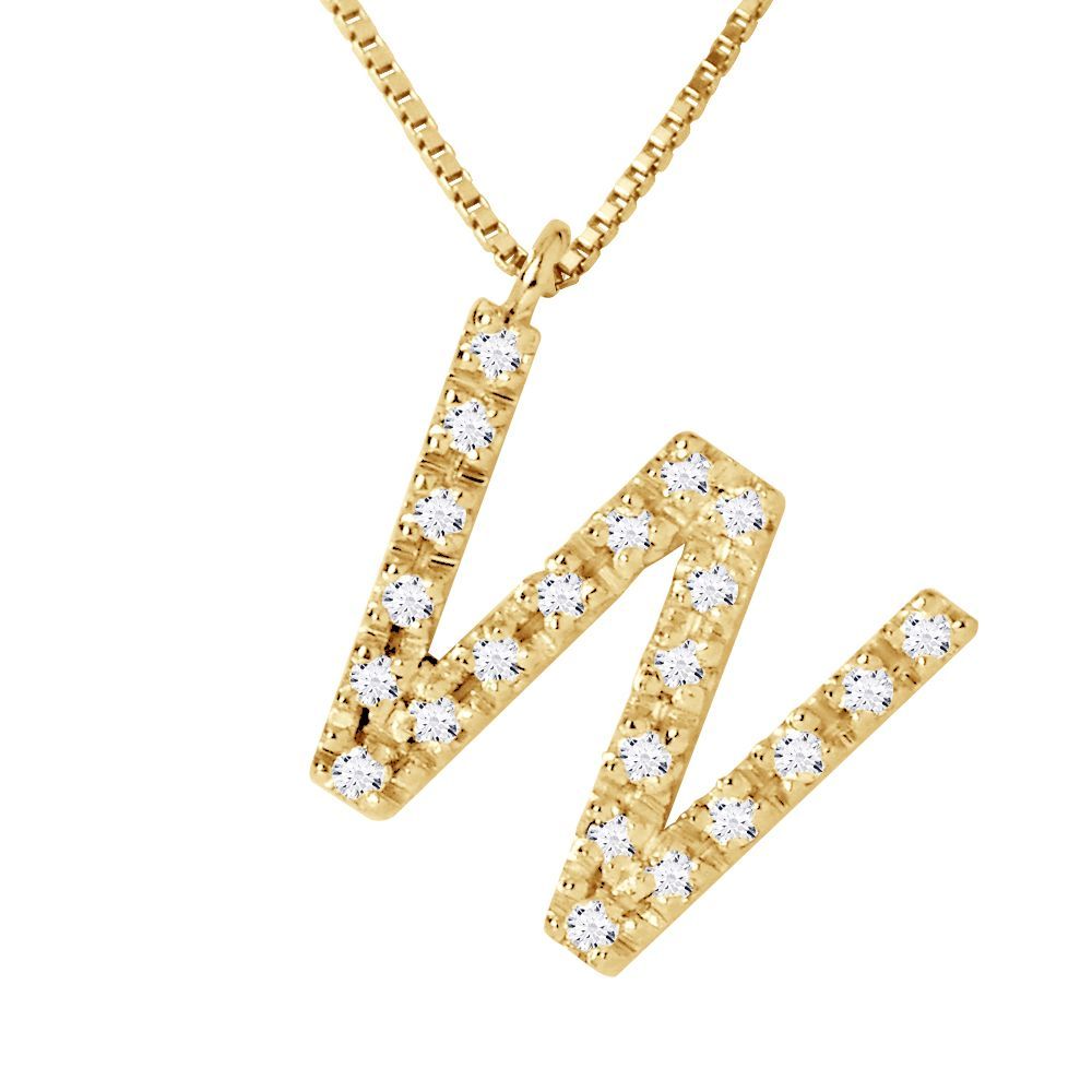 Diamant Initialen-Halskette W Gold