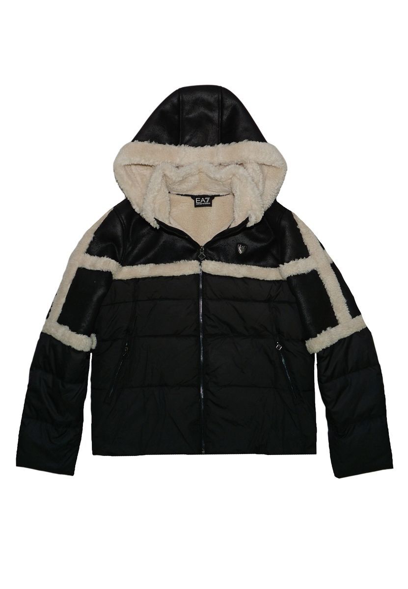 Winterjacke mit Shearling-Besatz und Kapuze