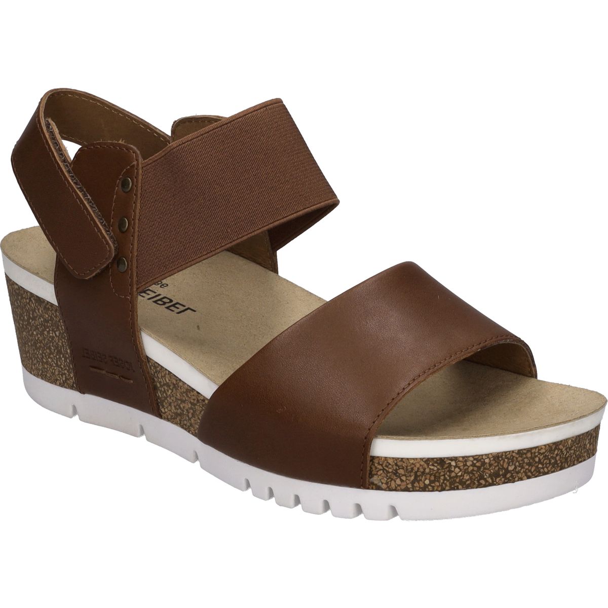 Braune Leder Keilsandalette mit Slingback