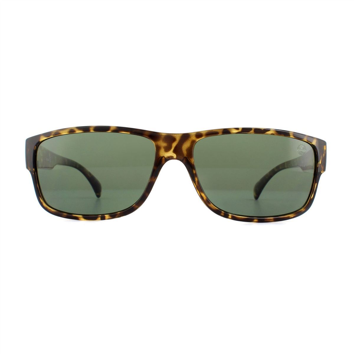Rechteckige Havana Sonnenbrille mit grünen Gläsern