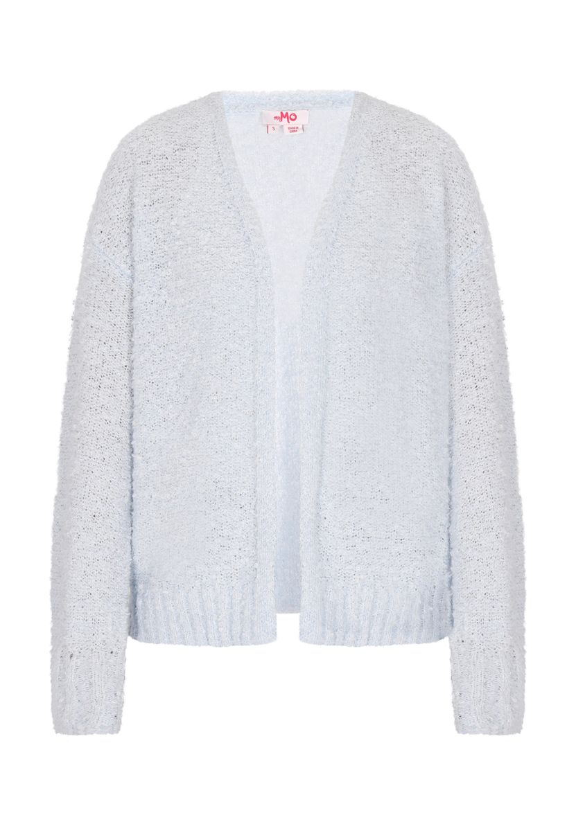 Hellblaue offene Strickjacke