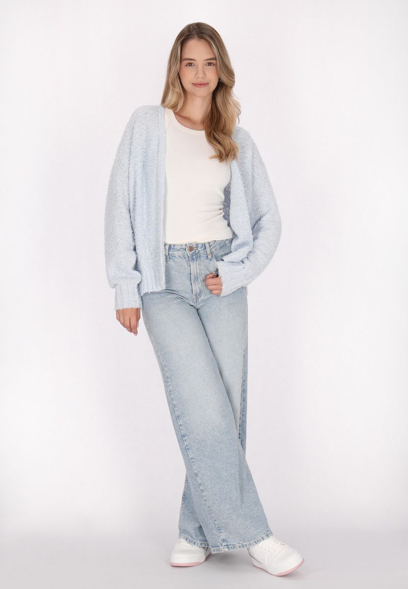 Strukturierte Offene Strickjacke