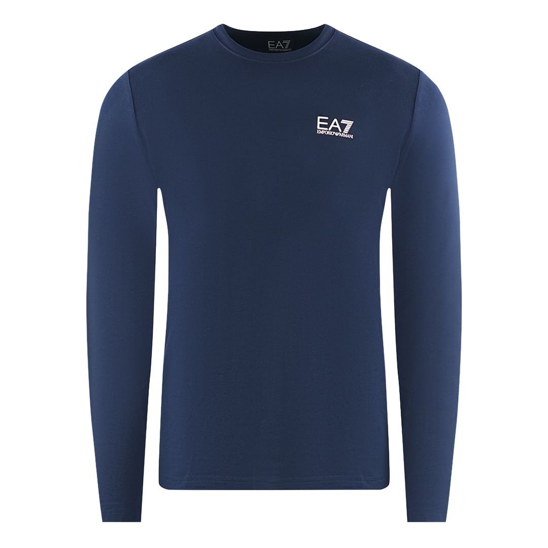 Marineblaues Langarm-Logo-T-Shirt