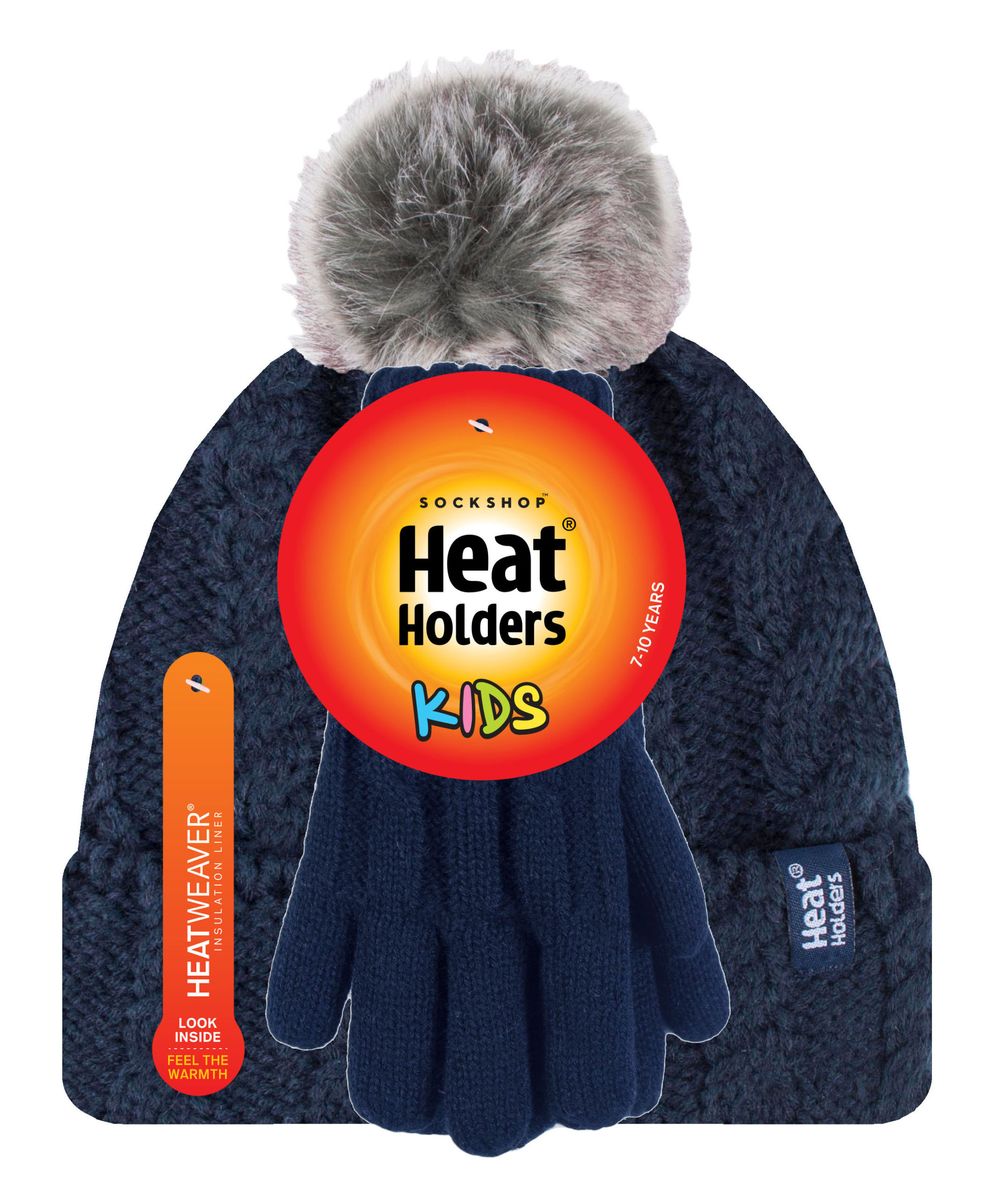 Zopfstrick-Mütze und Handschuhe Set