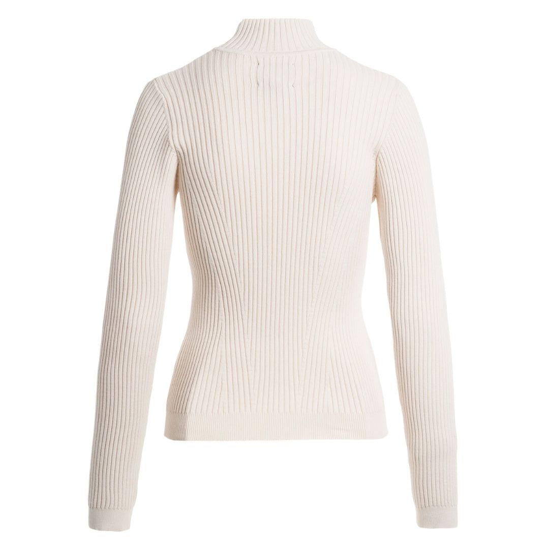 Gerippter Strickpullover mit Stehkragen