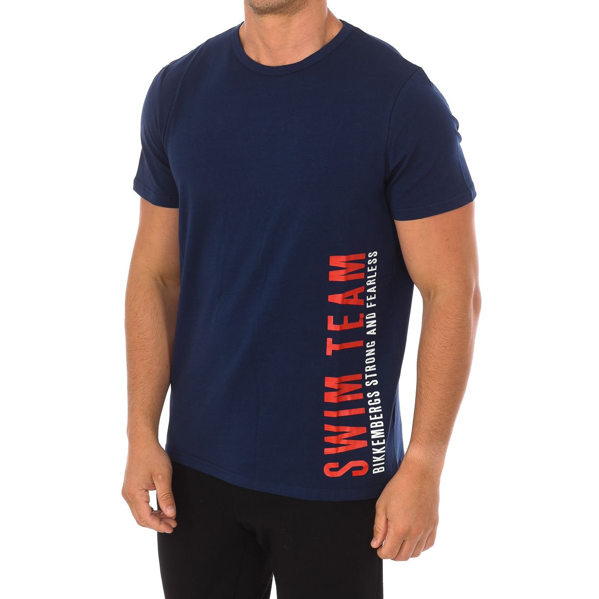 Marineblaues Baumwoll-T-Shirt mit Grafikprint