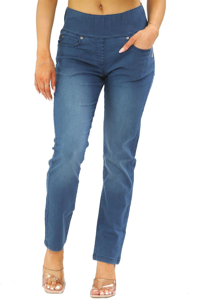 Damen Jeans mit elastischem Bund zum Überziehen