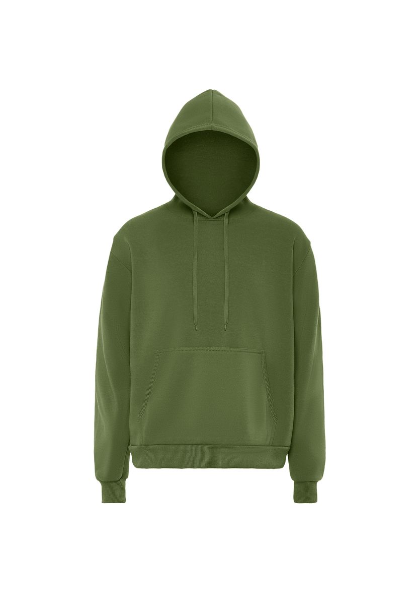 Olivgrüner Kapuzenpullover mit Tasche