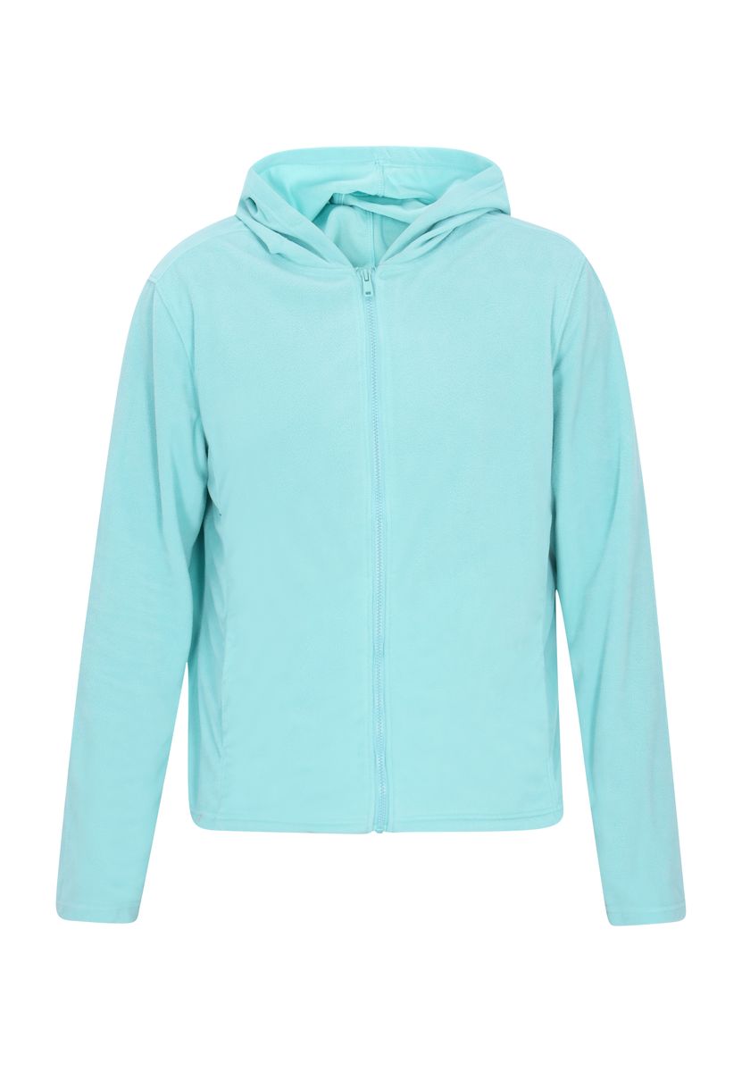 Türkis Fleece-Kapuzenjacke mit Reißverschluss