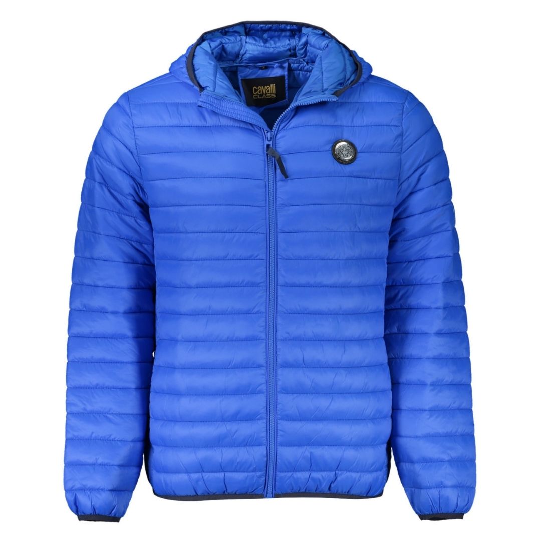 Blaue gesteppte leichte Jacke mit Kapuze