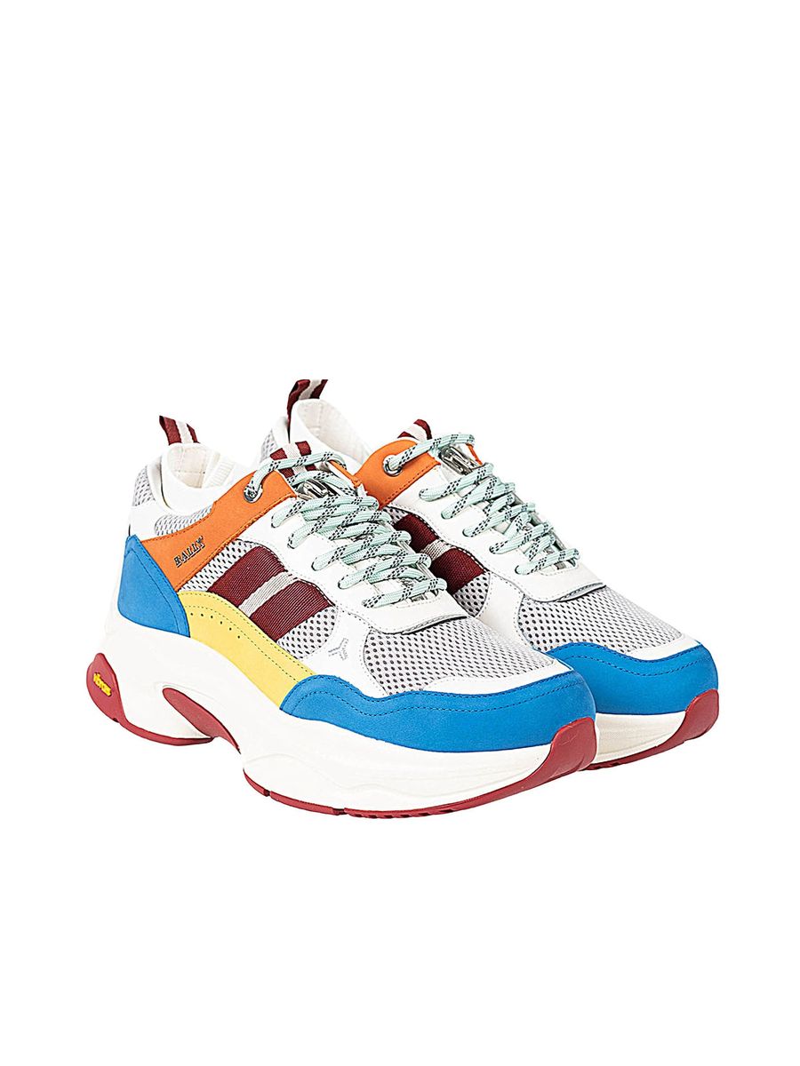 Klobige Mehrfarbige Mesh- und Leder-Sneaker
