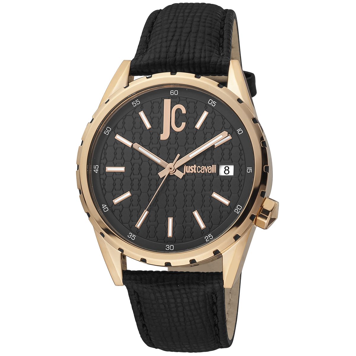 Herrenuhr mit schwarzem Zifferblatt und Roségold