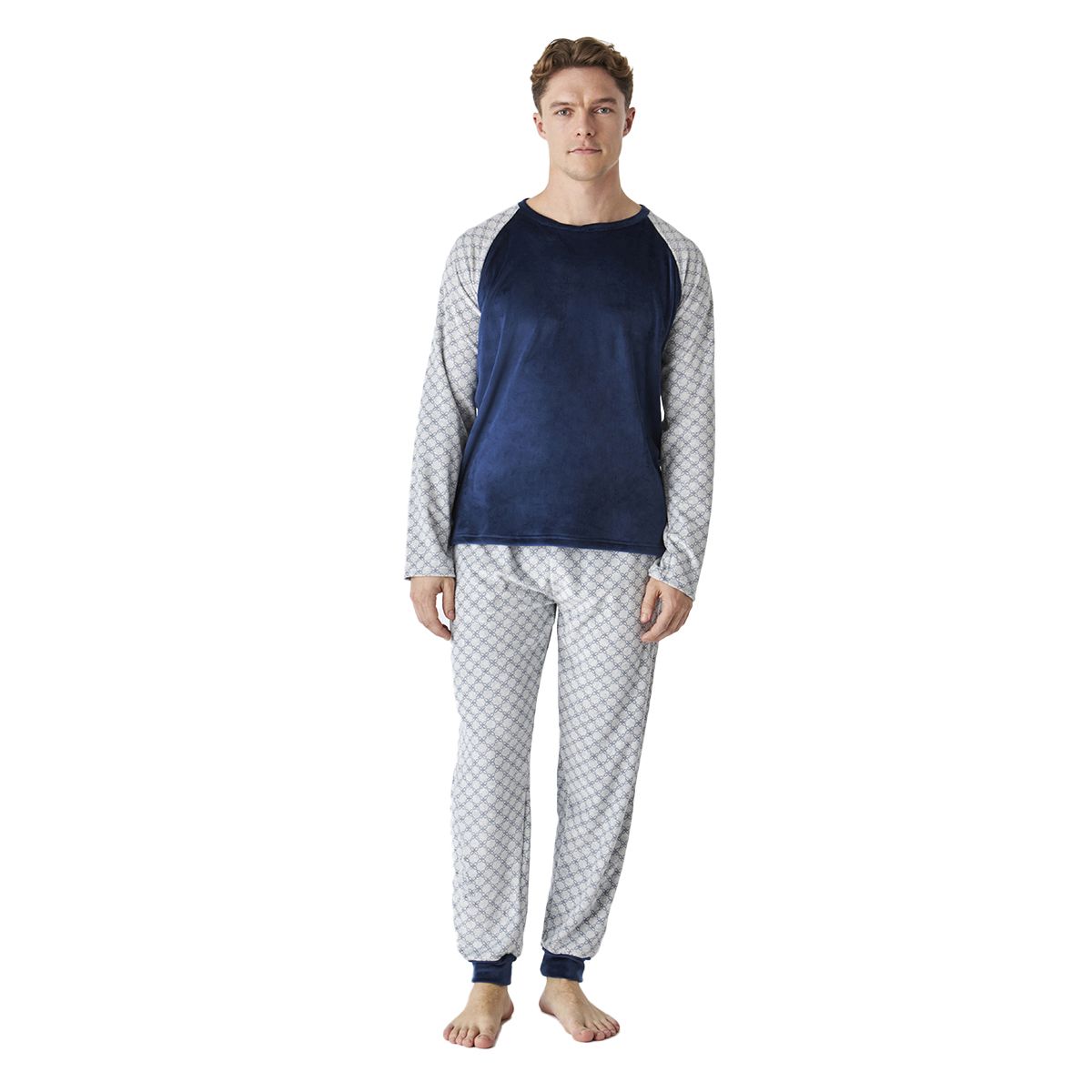 Kontrast-Raglan Lounge-Set aus Samt