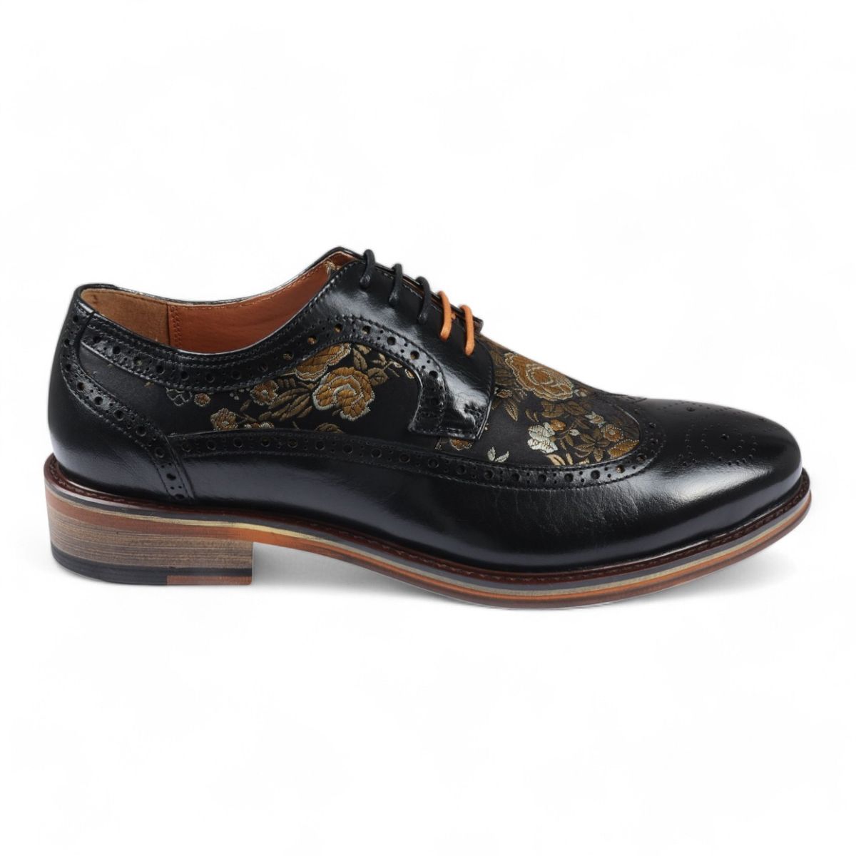 Brogue Lederschuhe mit Blumenmuster