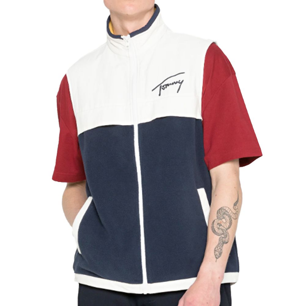 Retro Color Block Fleece Weste