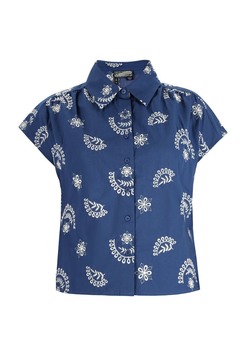 Gemusterte Baumwollbluse mit Knopfleiste