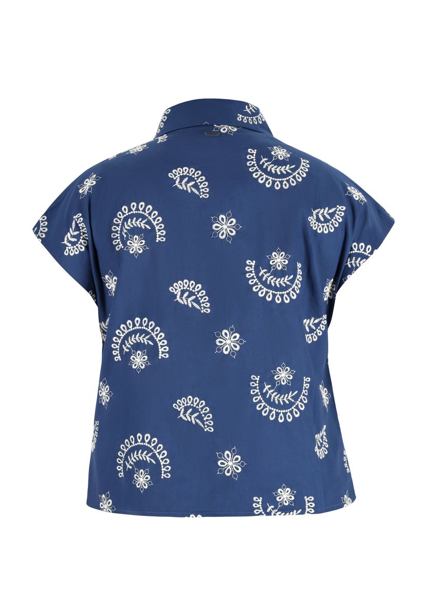 Kurzärmelige Musterbluse mit Knopfleiste