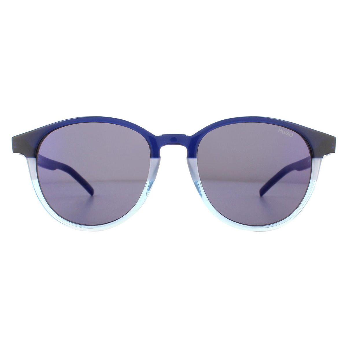 Runde Sonnenbrille mit blauem Rahmen