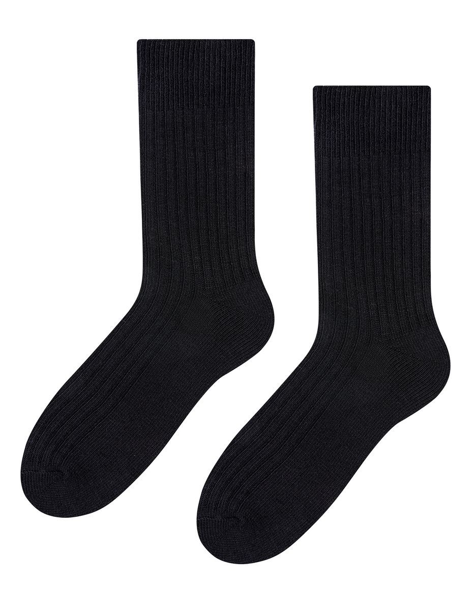Herren Alpaka Wolle Socken für Winter | Steven | Gestrickte Crew Boot Socken - Schwarz