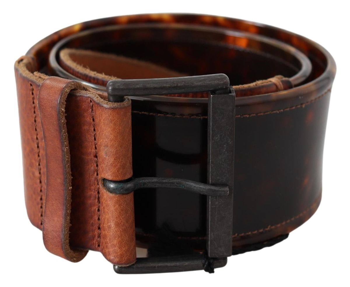 Ermanno Scervino Ceinture large à boucle en cuir marron foncé pour femme