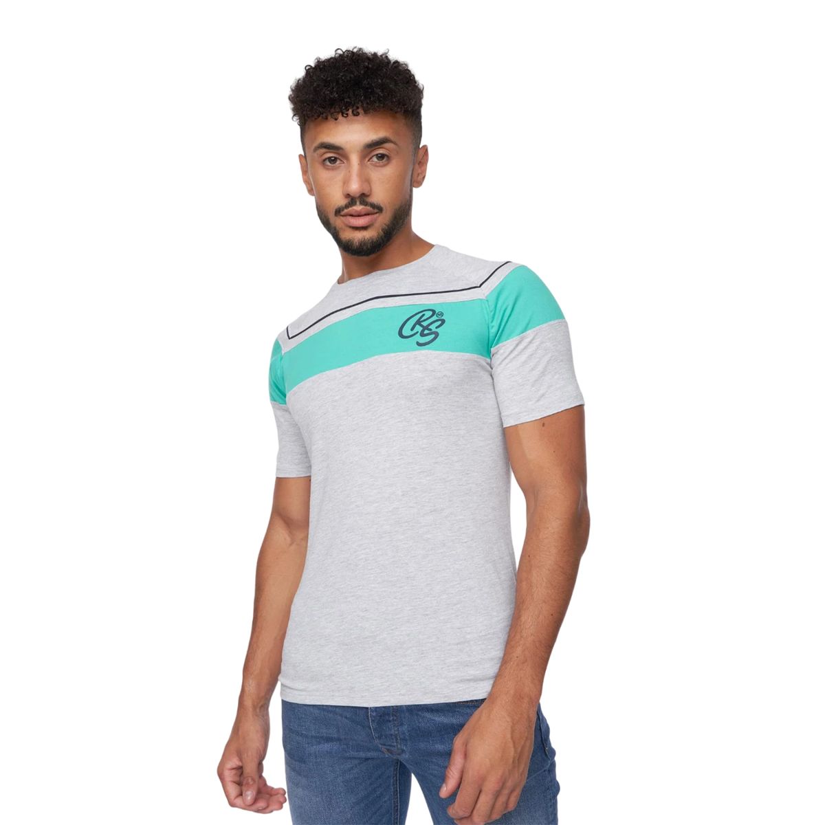 Herren-T-Shirt mit Streifen und Rundhalsausschnitt