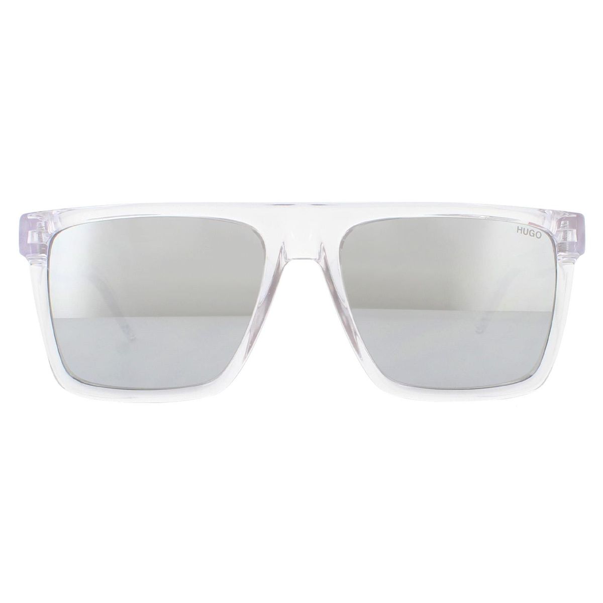 Sonnenbrille mit quadratischem Rahmen und silbernen Gläsern