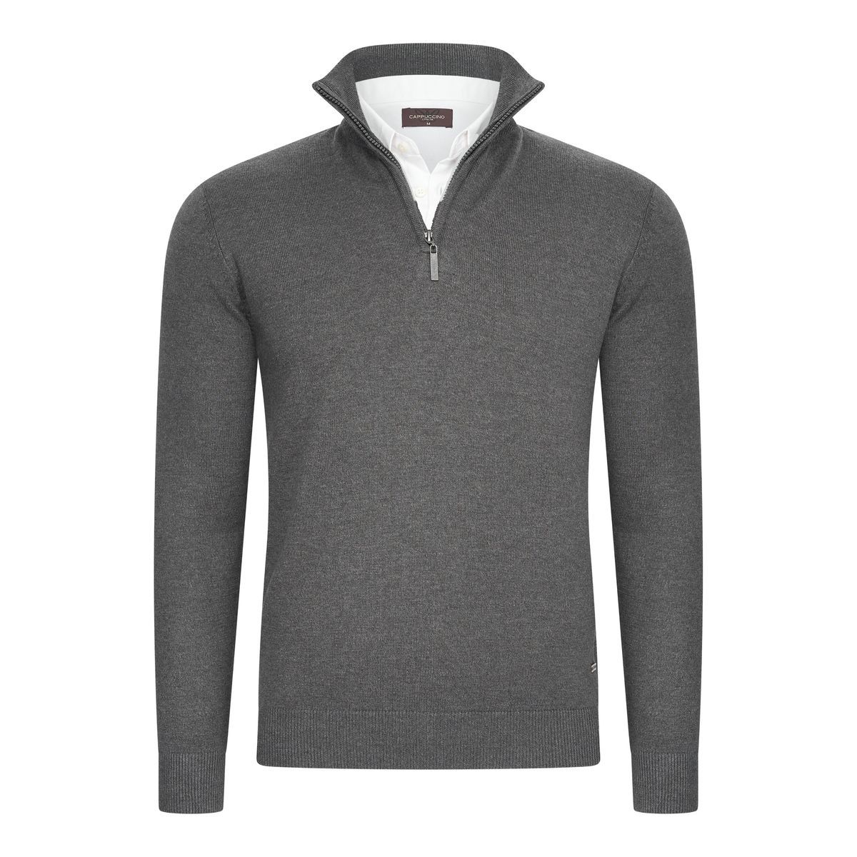 Herren Strickpullover mit kurzem Reißverschluss