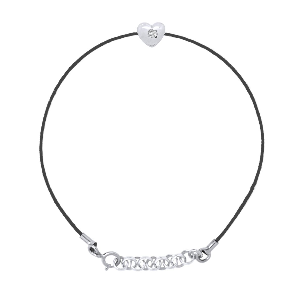 Kordelarmband mit Herz und Diamant