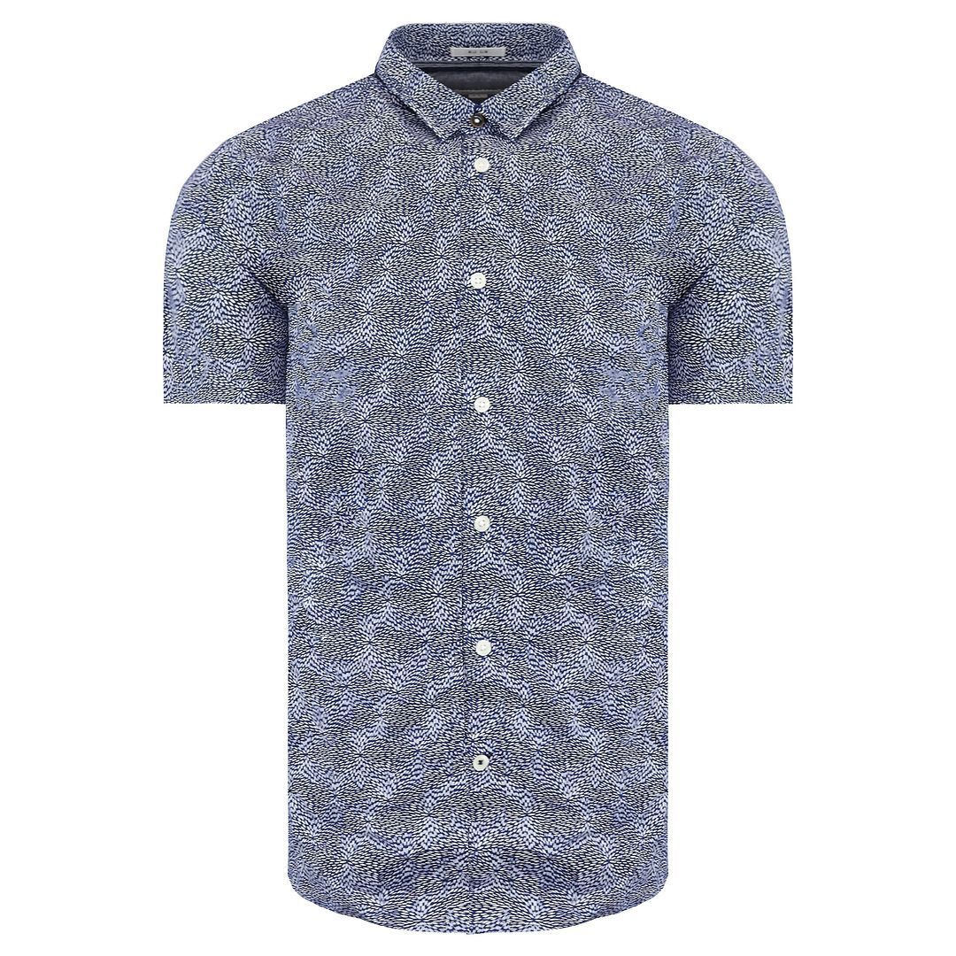 Herren Slim Fit Kurzarmhemd mit Print