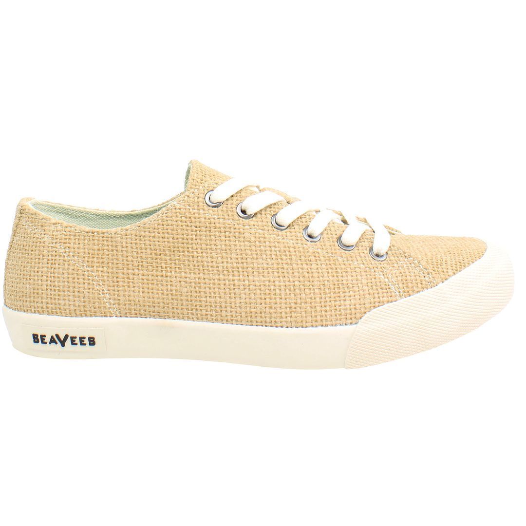 Beiger Raffia-Canvas-Schnürsneaker