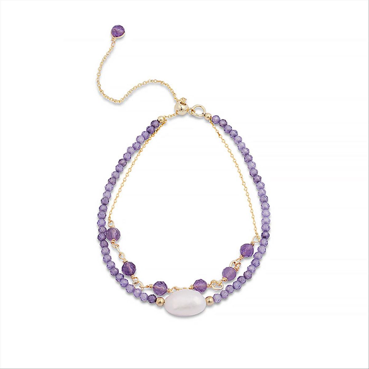 Amethyst Perlenarmband mit Vergoldung