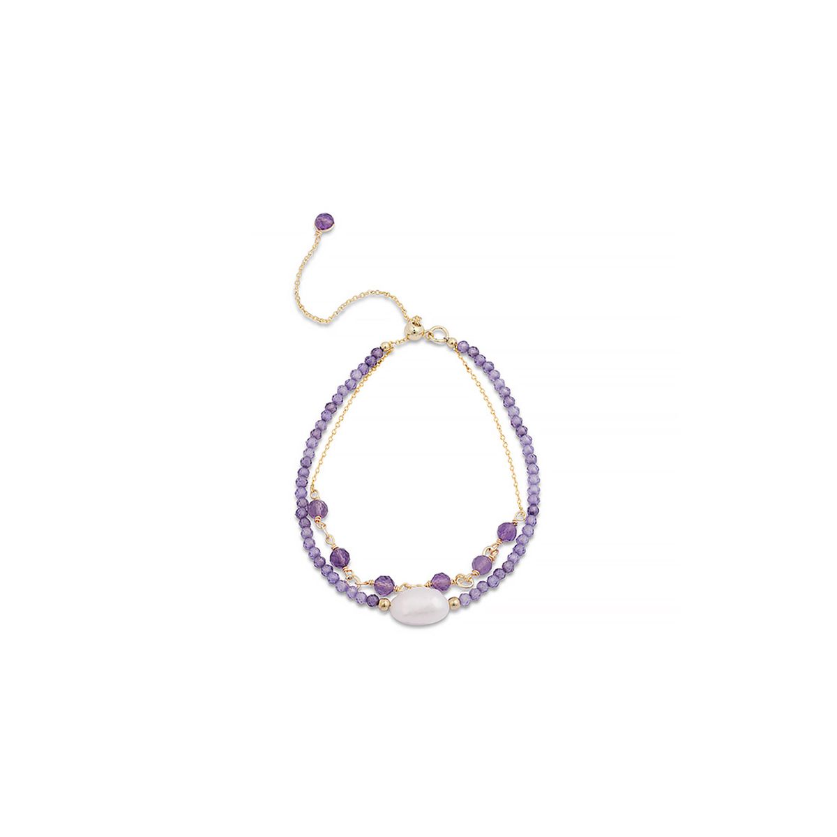Zweireihiges Amethyst- und Perlenarmband