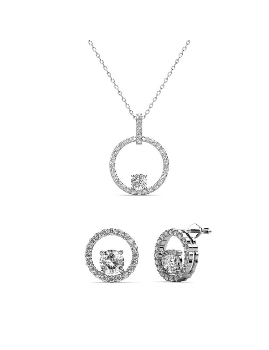 Kristall Kreis Anhänger und Ohrring Set