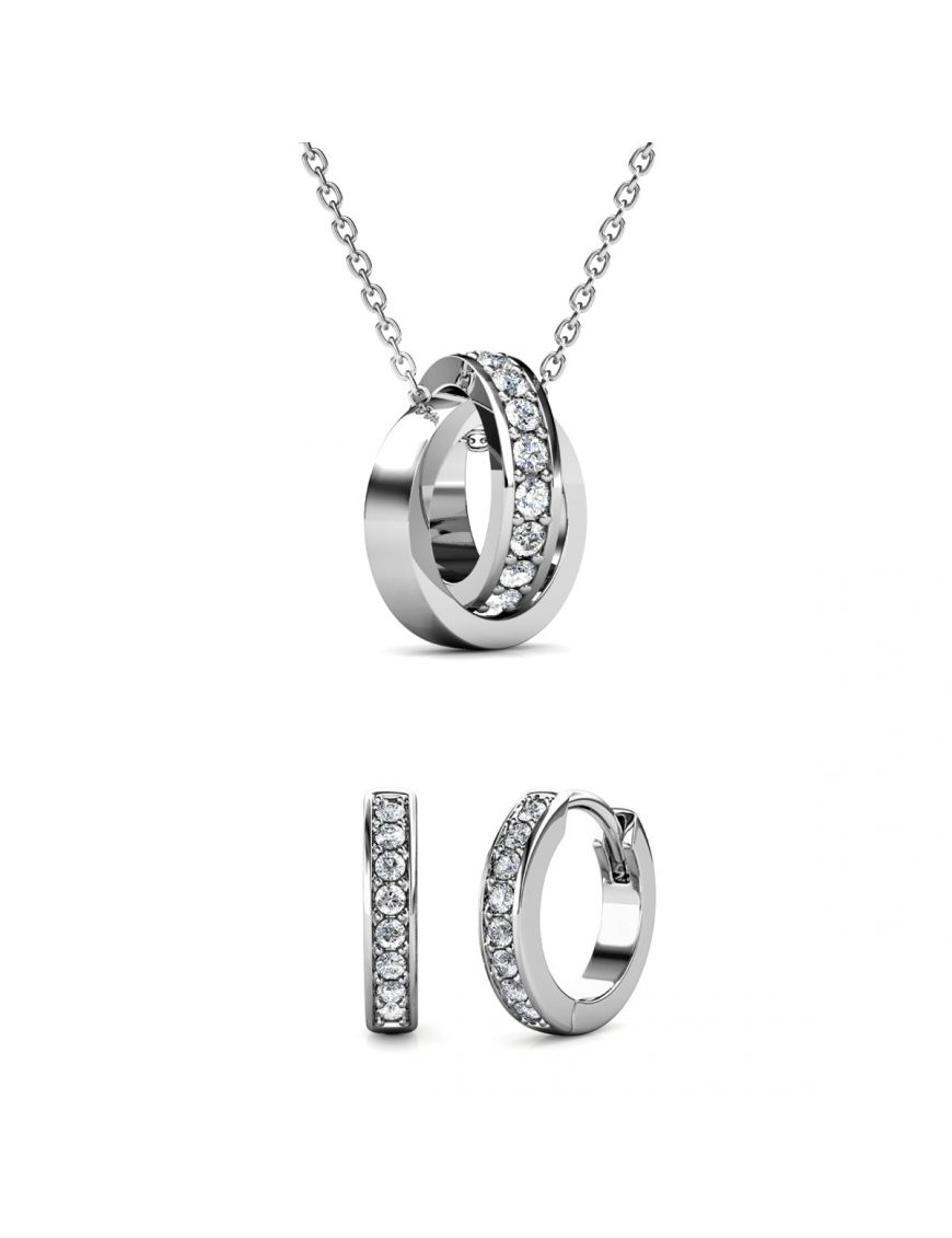 Kristall-Schmuckset mit ineinandergreifenden Kreisen