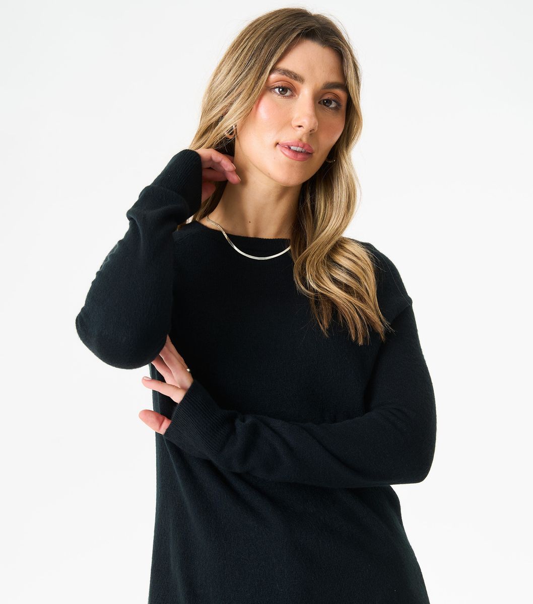 Oversized Feinstrick-Pullover mit Rundhalsausschnitt
