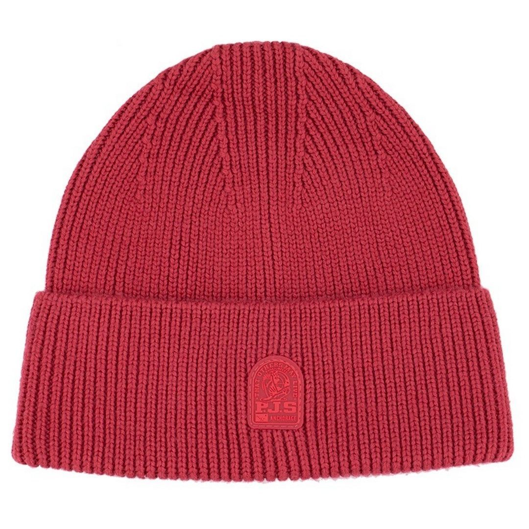 Gerippte Strickmütze mit Logo-Patch