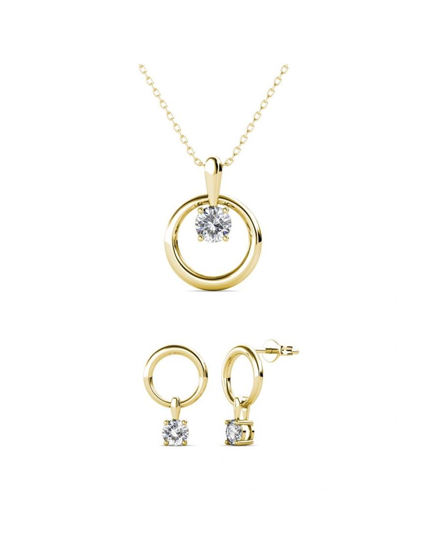 Schmuckset mit geometrischem Kreis und Kristall