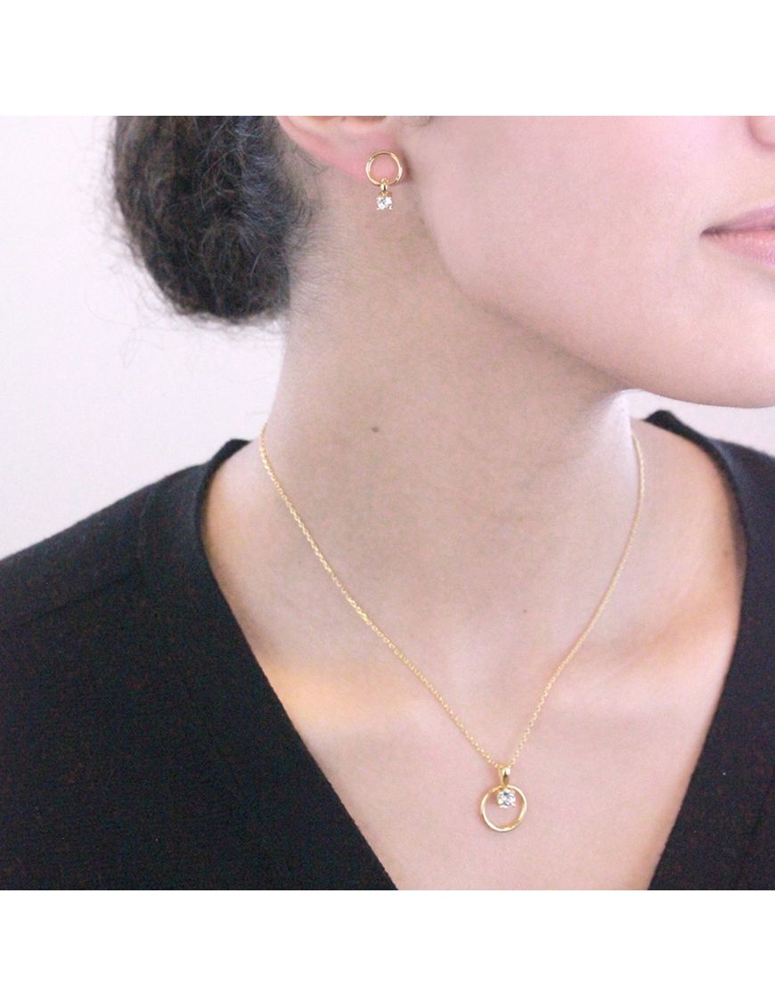 Schmuckset mit geometrischem Kreis und Kristall