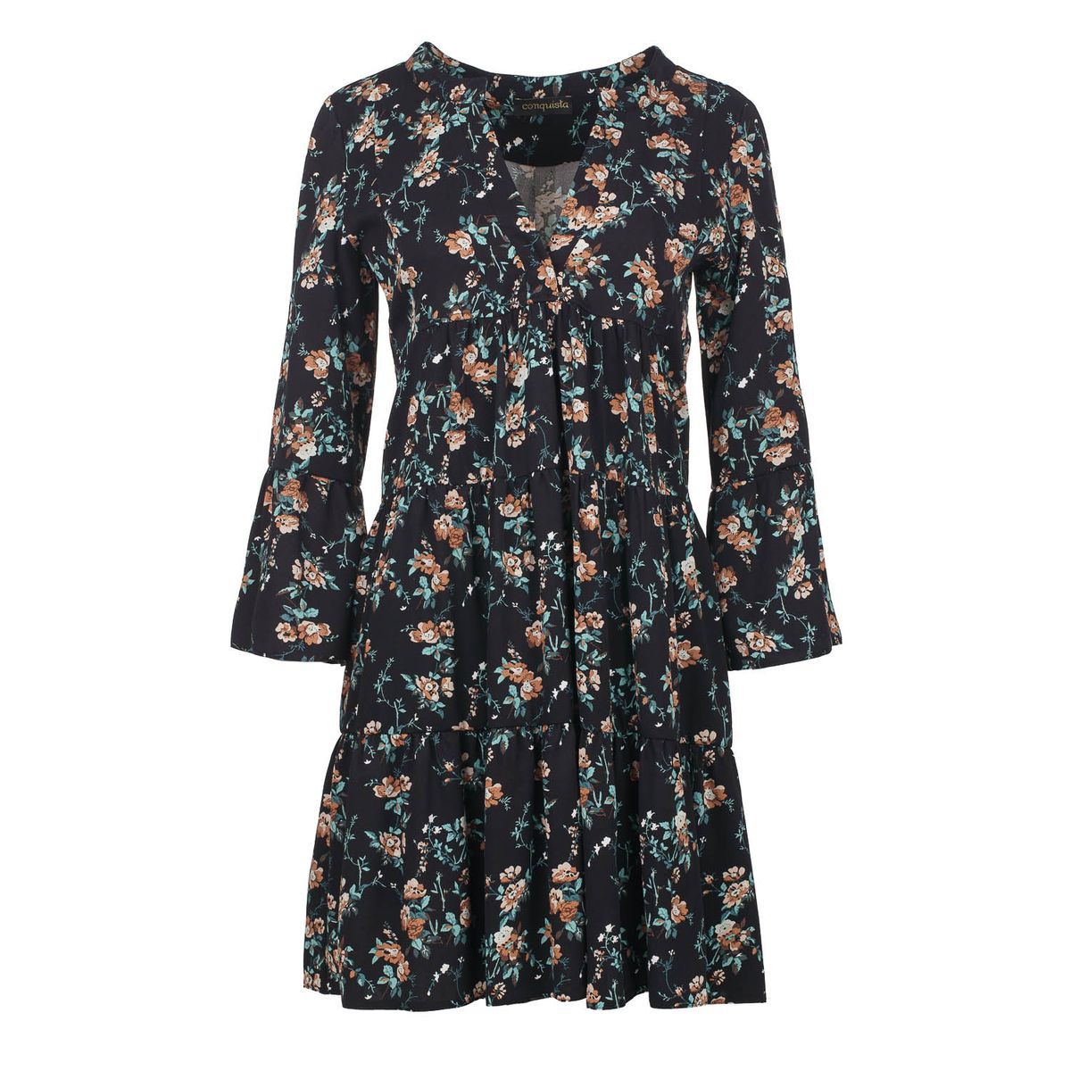 Geblümtes Mini-Stufenkleid