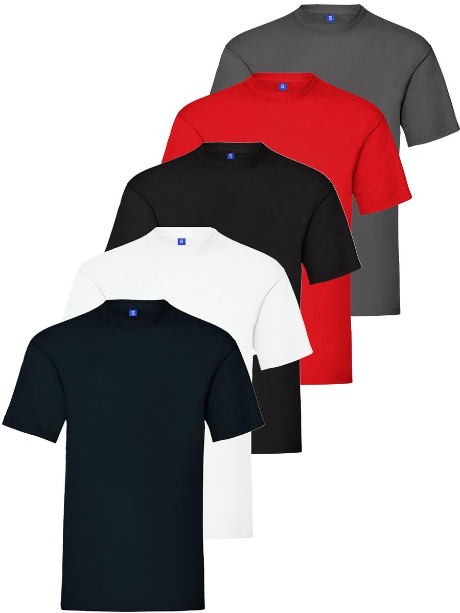 Klassisches einfarbiges T-Shirt Set mit Rundhalsausschnitt