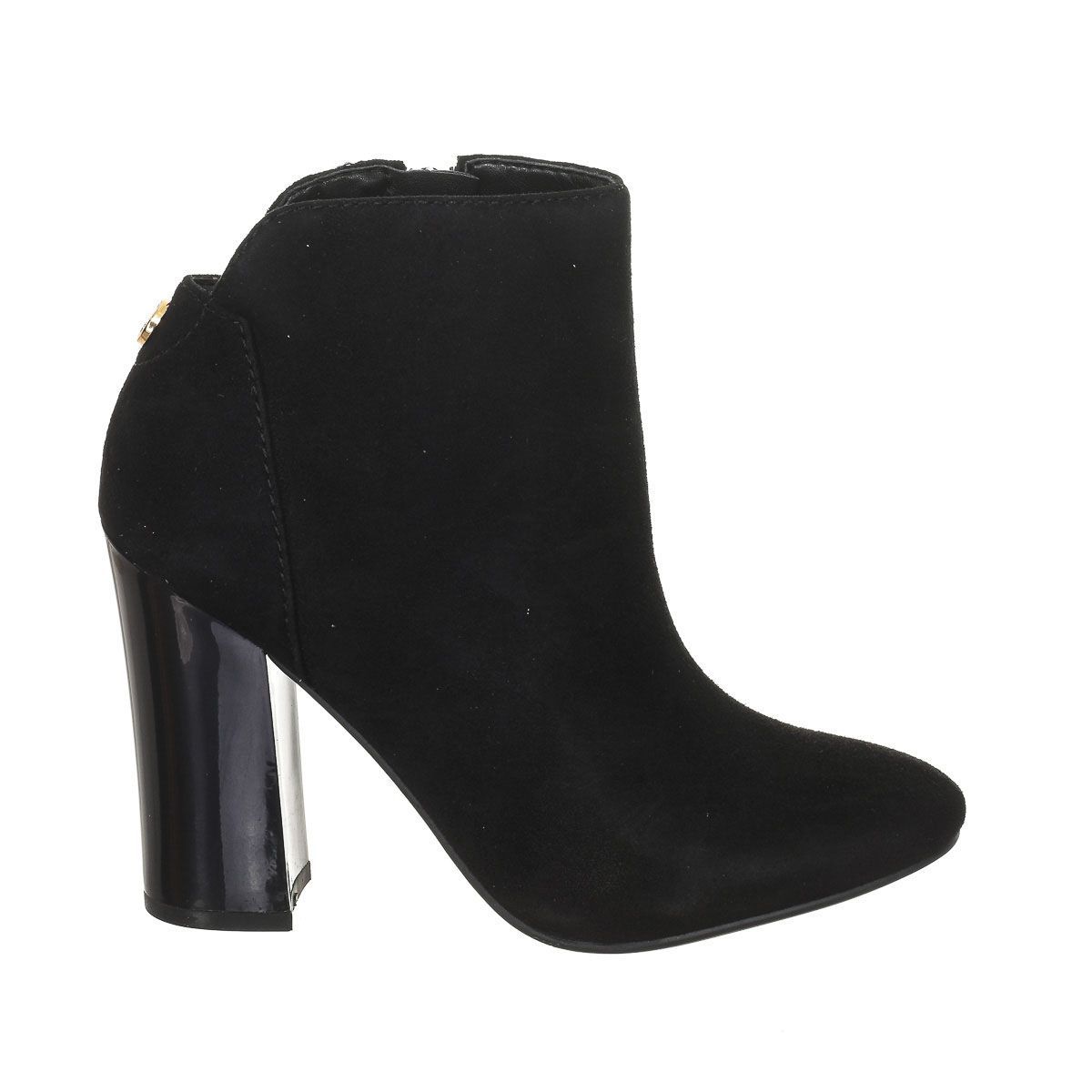 Schwarze Wildleder Stiefelette mit Blockabsatz
