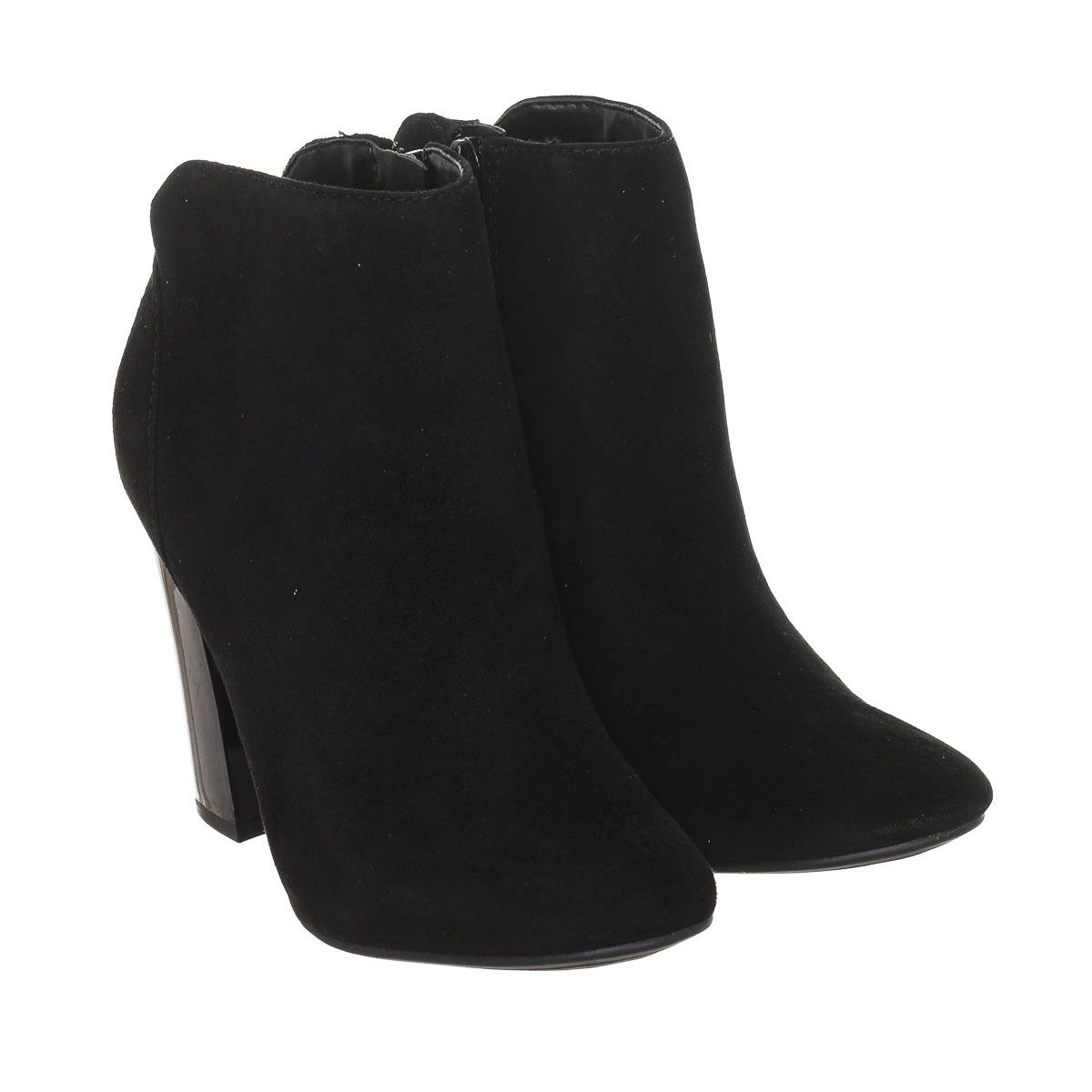Stiefeletten mit Samteffekt und Rundkappe