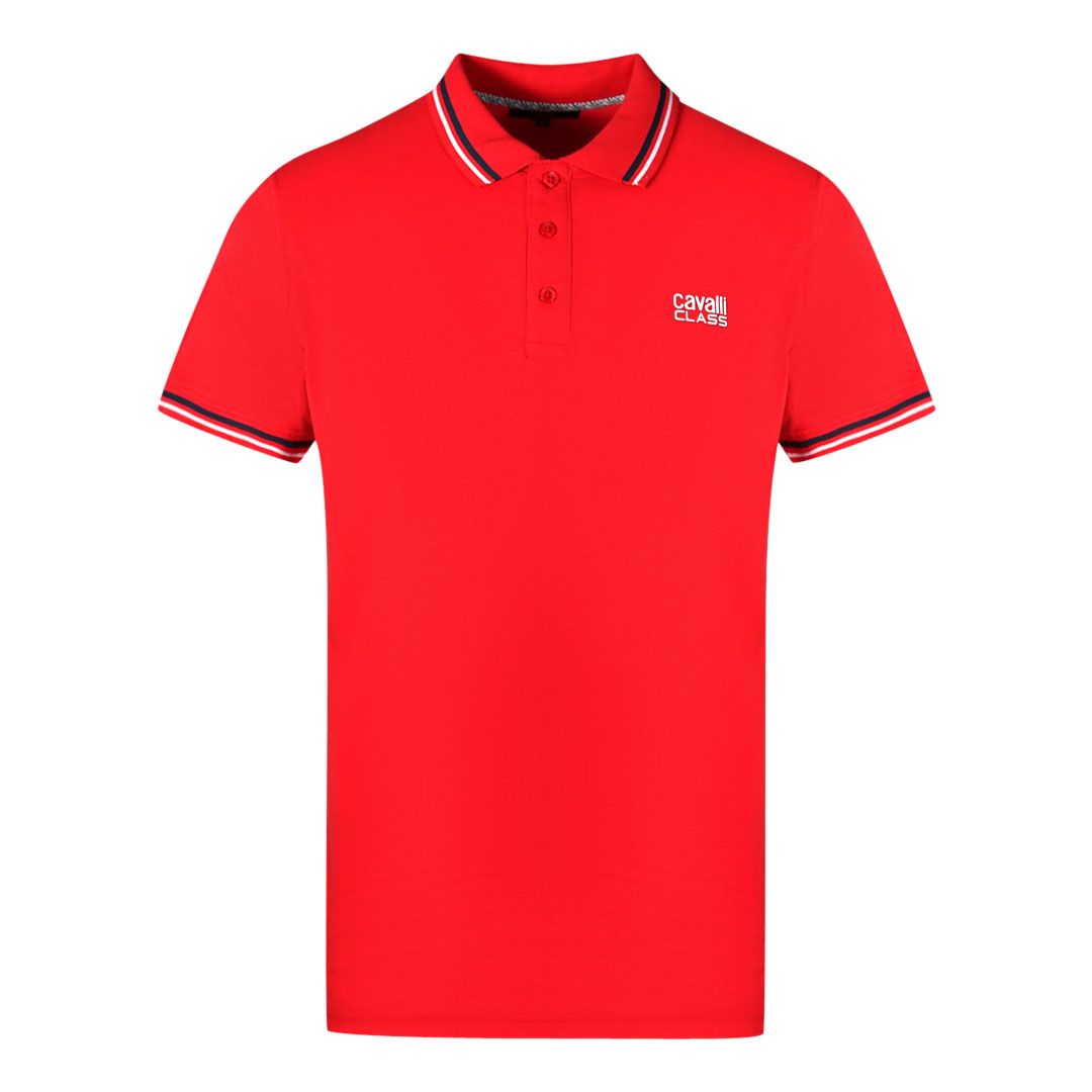 Rotes Polohemd mit Paspelkragen und Logo