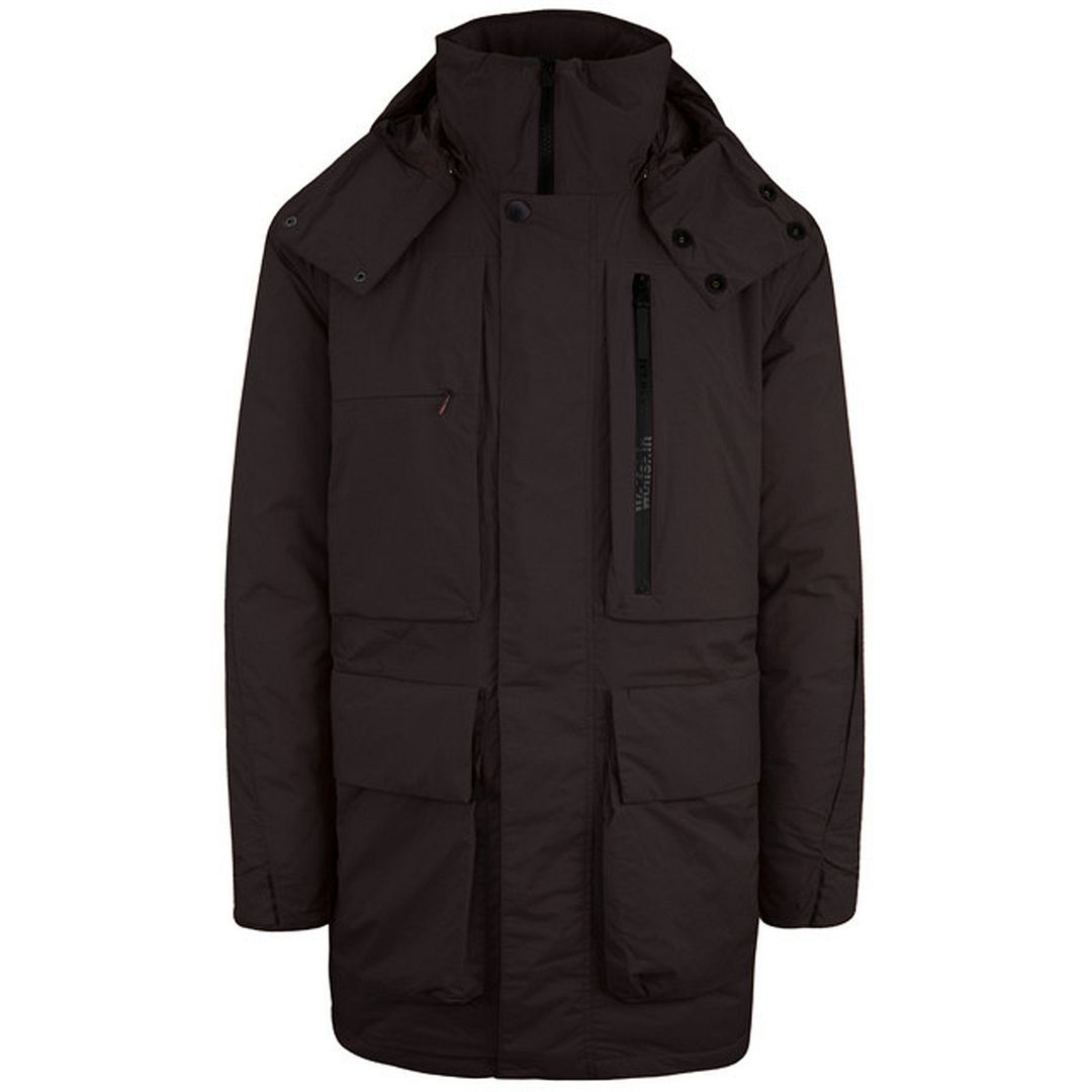 Dunkelbraune Parka Jacke mit Kapuze